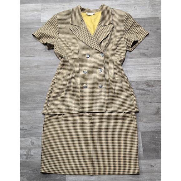 Alyn Paige Vintage 80s Houndstooth Blazer Skirt Suit Set USA Made - Picture 14 of 14